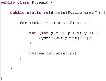 Java Pyramids For Loop Example